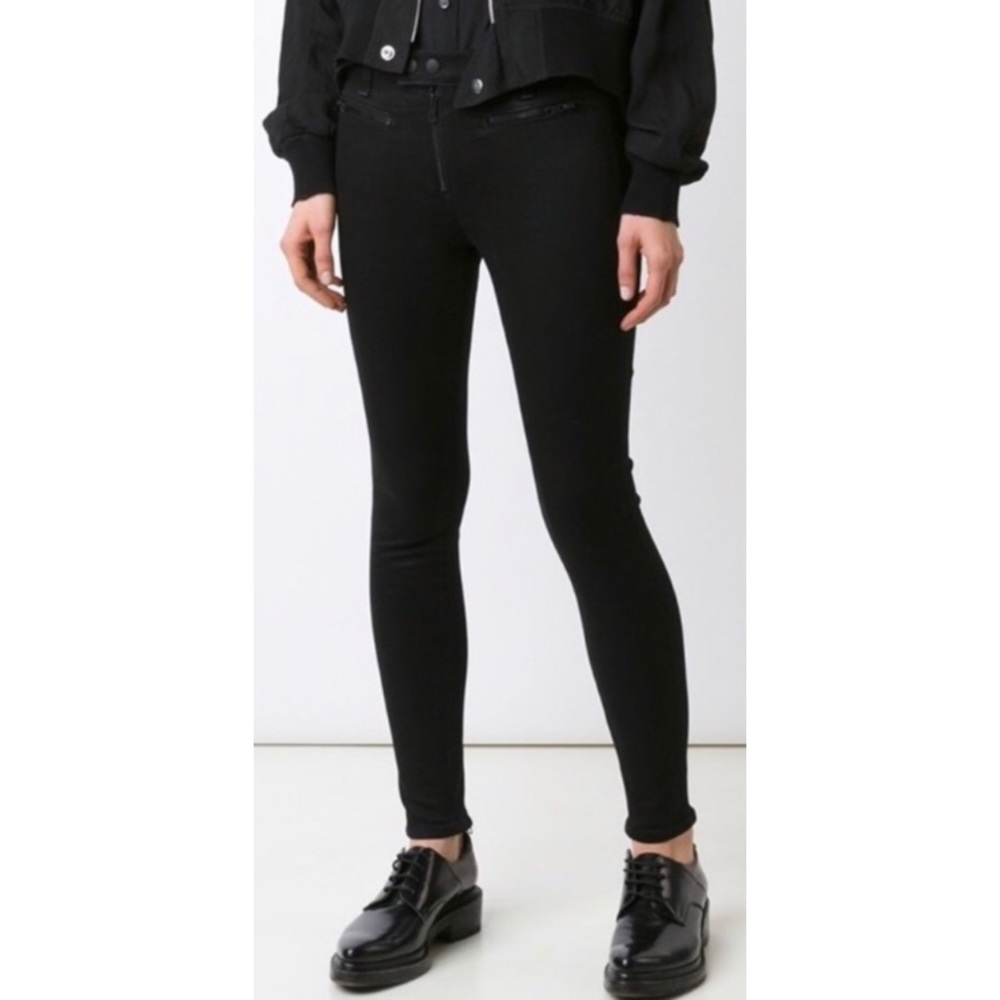 RAG & BONE Washed Black Moto Style Skinny Jeans - Picture 1 of 5